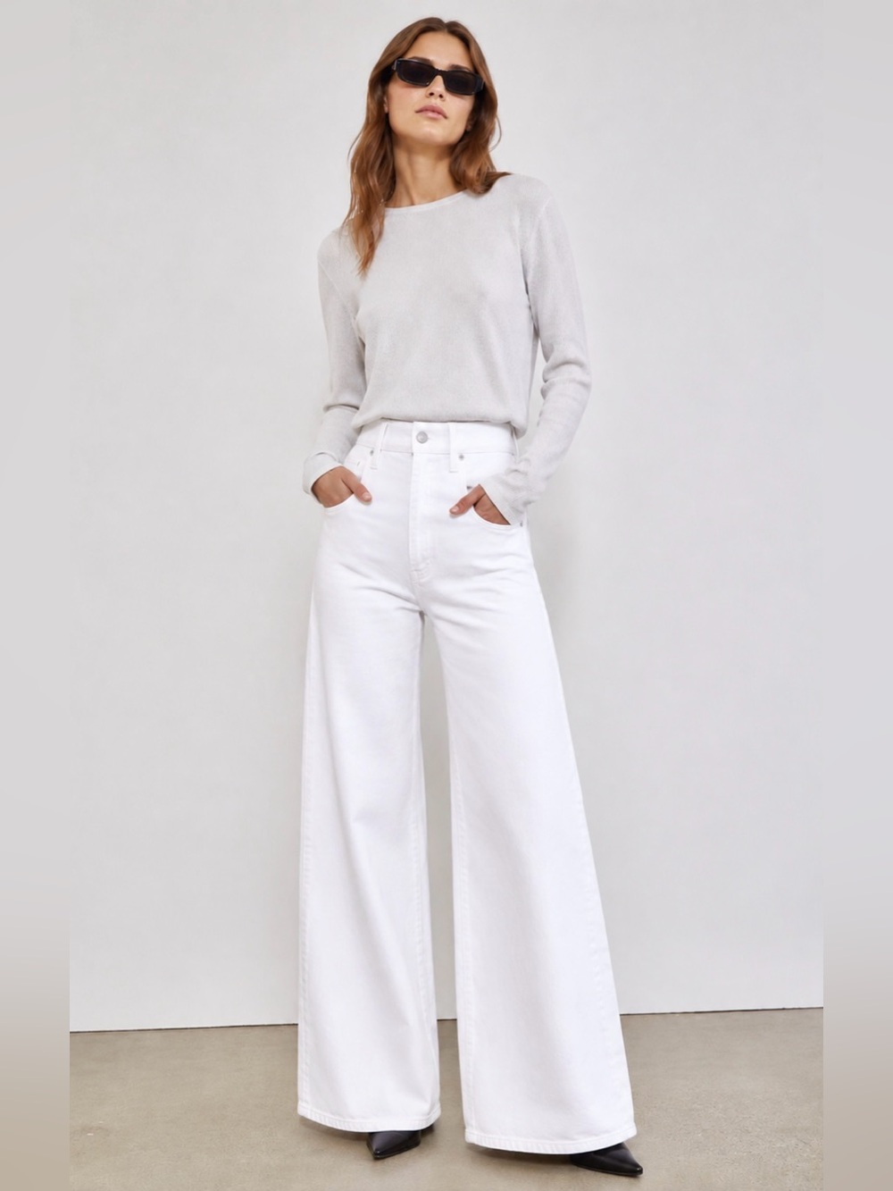 NWOT The Frankie Shop Wide Leg Jeans in Soft White | Size XS / US 24-26